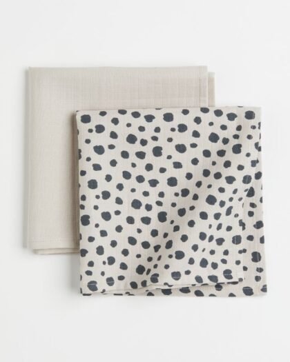 Baby blankets, muslin, 2 pcs.